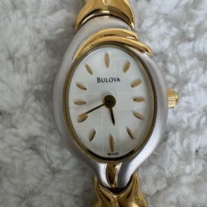 NEW Bulova Women's Wristwatch Two-Tone Silver Gold Oval Bracelet Dress